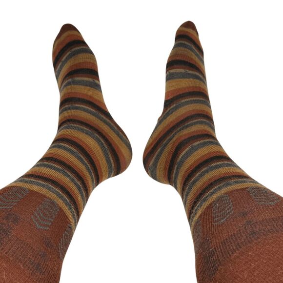 Smartwool Mens‎ Striped Compression Crew Socks Orange Blue Large/10-13 - Picture 4 of 7